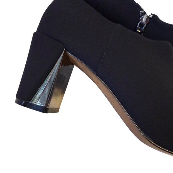 9 N Donald Pliner Chelsie Black Pump Booties Shoes Mirror Block Heel - Picture 5 of 12